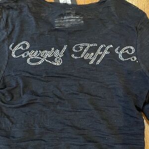 Cowgirl Tuff Black Long Sleeve Tee with Graphic Design